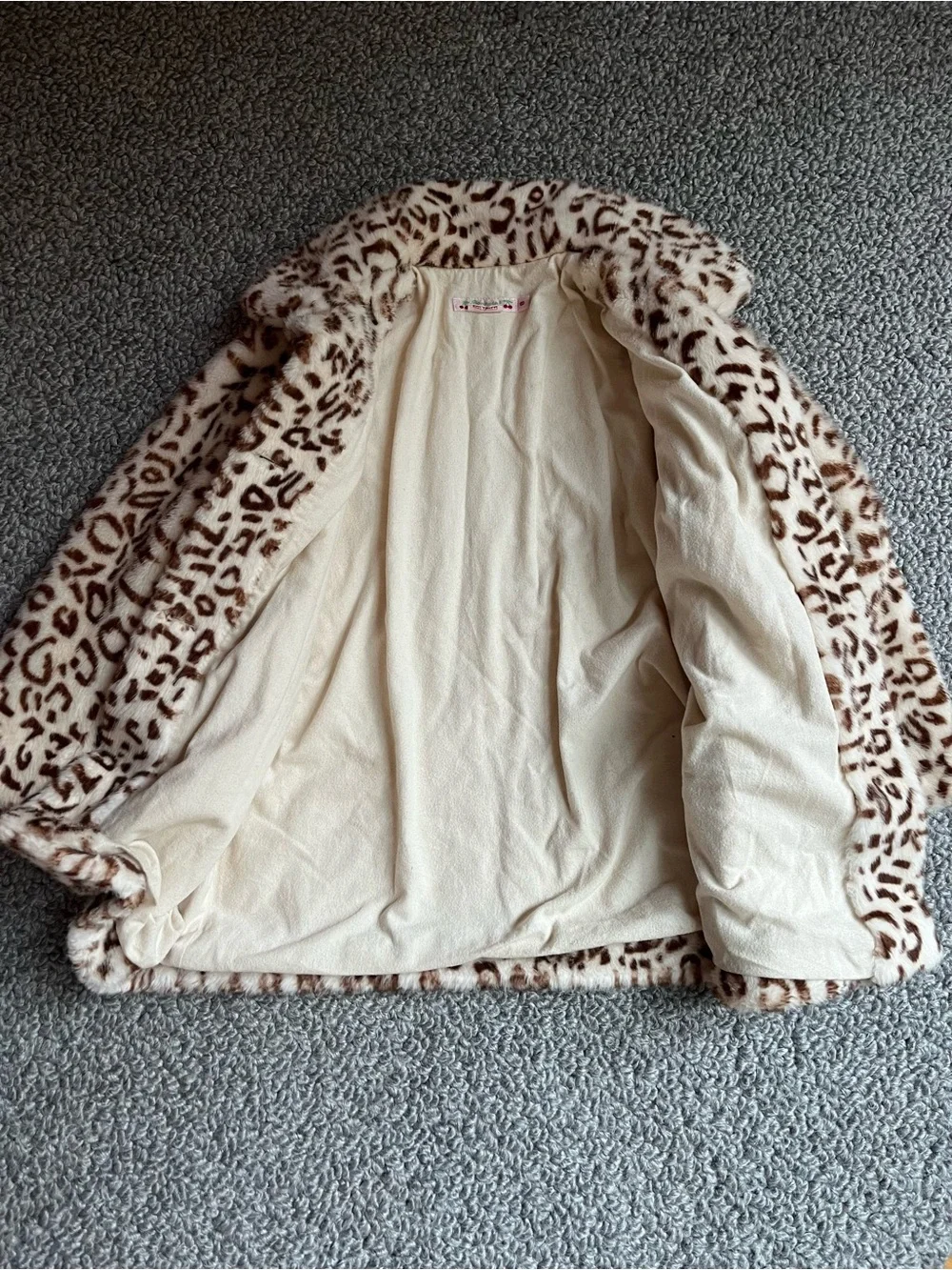 Bonpoint Cream & Brown Faux-Fur Leopard Puffer Coat